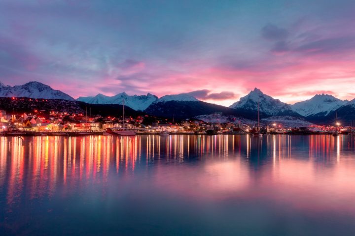 a sunset over a body of water